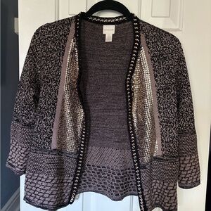 Chico's Black and Gold Women's Cardigan